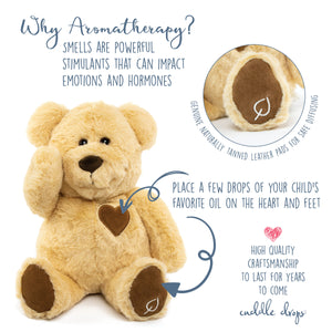 Cuddles Teddy Bear Stuffed Animal - Unique Kids Toy Gift with Natural Essential Oil Diffuser Pads